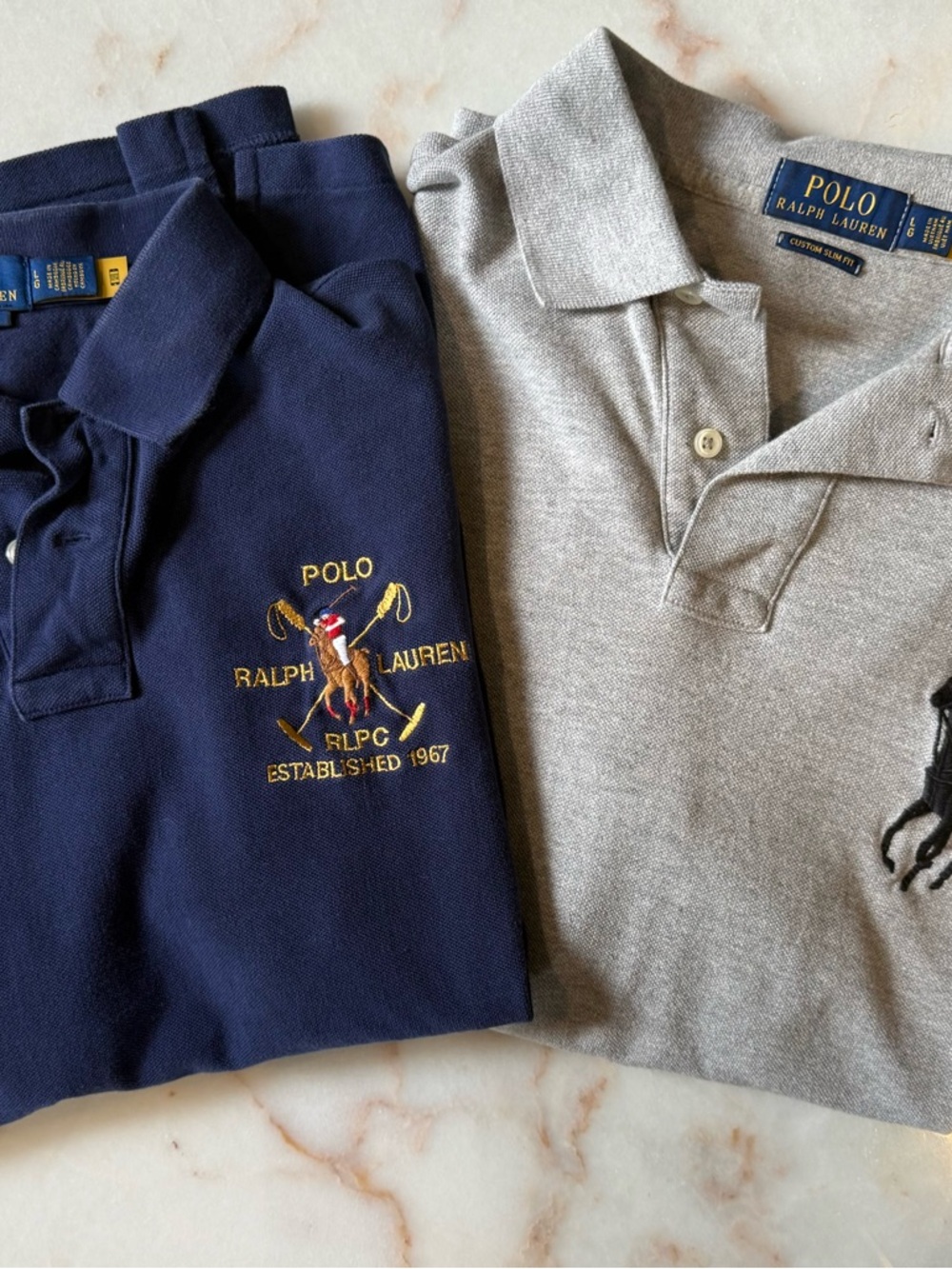 Polo by Ralph Lauren Navy and Gray Classic Polo Shirts